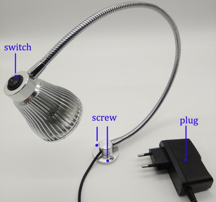 Lampe de lecture de chevet flexible en tube d'acier inoxydable pliable 1W
